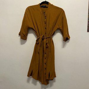 Frank & Oak ochre shirt dress
